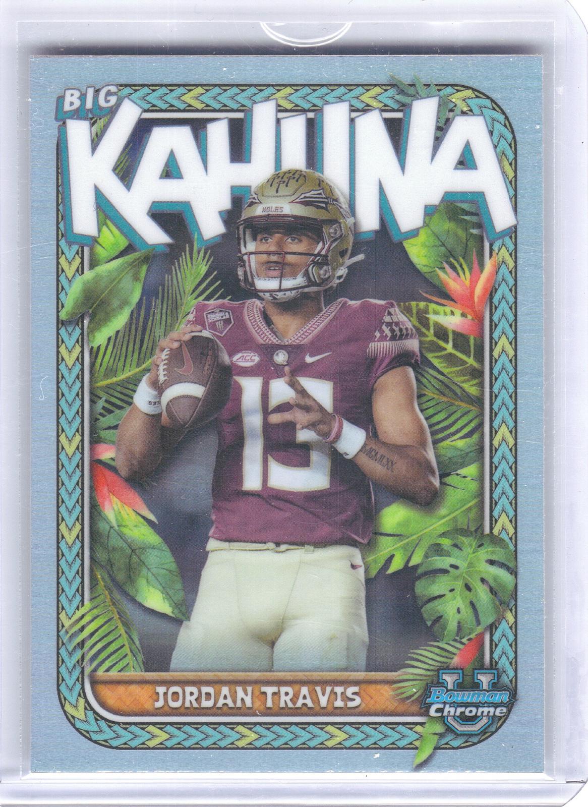 2023 Bowman University Chrome #TBK-7 Jordan Travis The Big Kahuna Florida State Seminoles