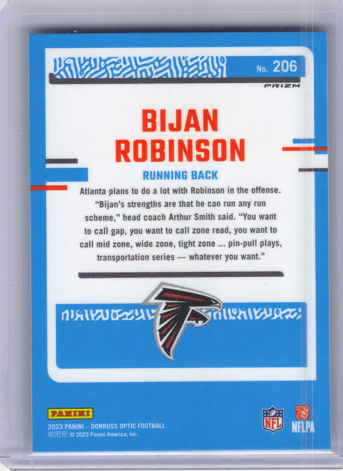 2023 Donruss Optic #206 Bijan Robinson Holo Atlanta Falcons RC
