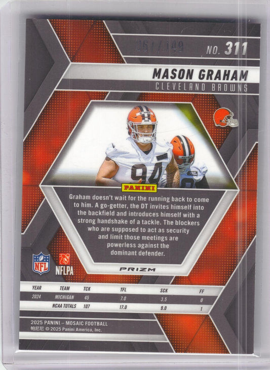 2025 Panini Mosaic #311 Mason Graham Silver Knight #/149 Cleveland Browns SN, RC