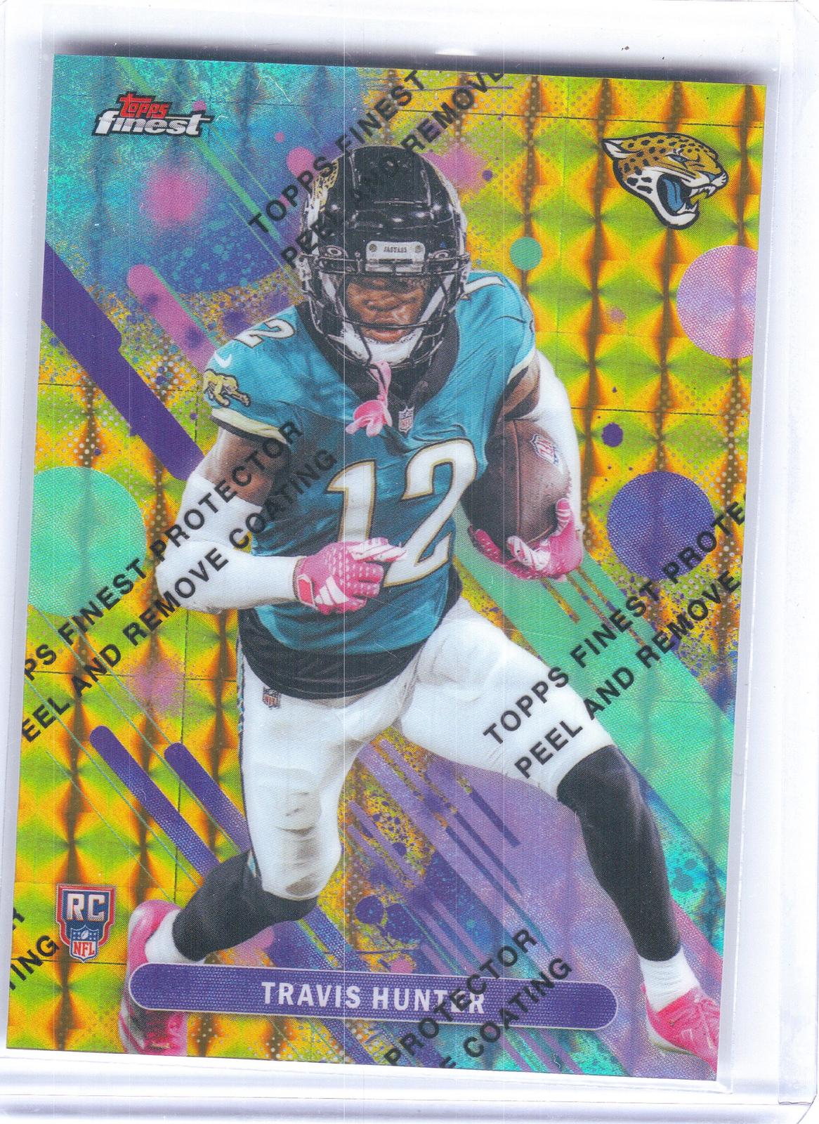 2025 Finest #22 Travis Hunter Gold Geometric Refractor #/50 Jacksonville Jaguars SN, RC