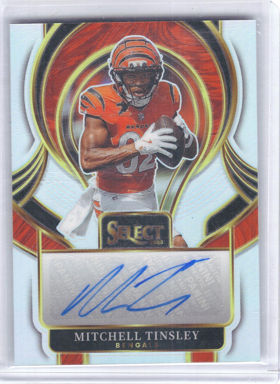 2025 Panini Select #SIP-MTY Mitchell Tinsley Select Signatures Prizm Cincinnati Bengals AU