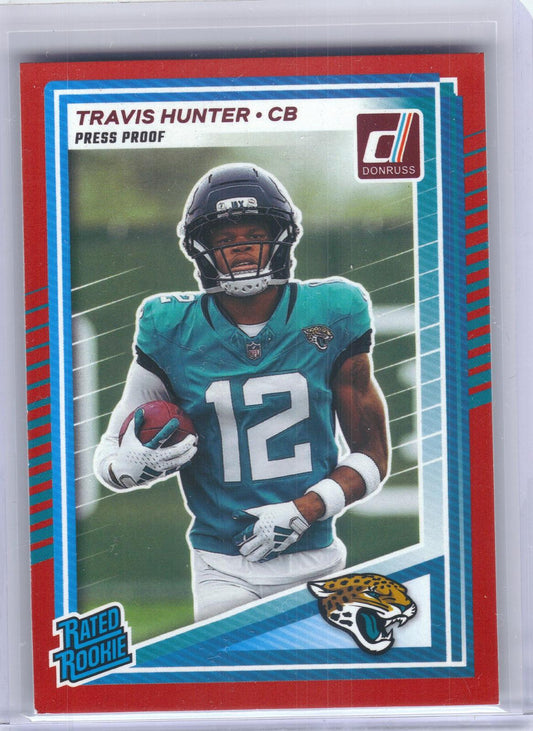 2025 Donruss #301 Travis Hunter Press Proofs Red Jacksonville Jaguars RC