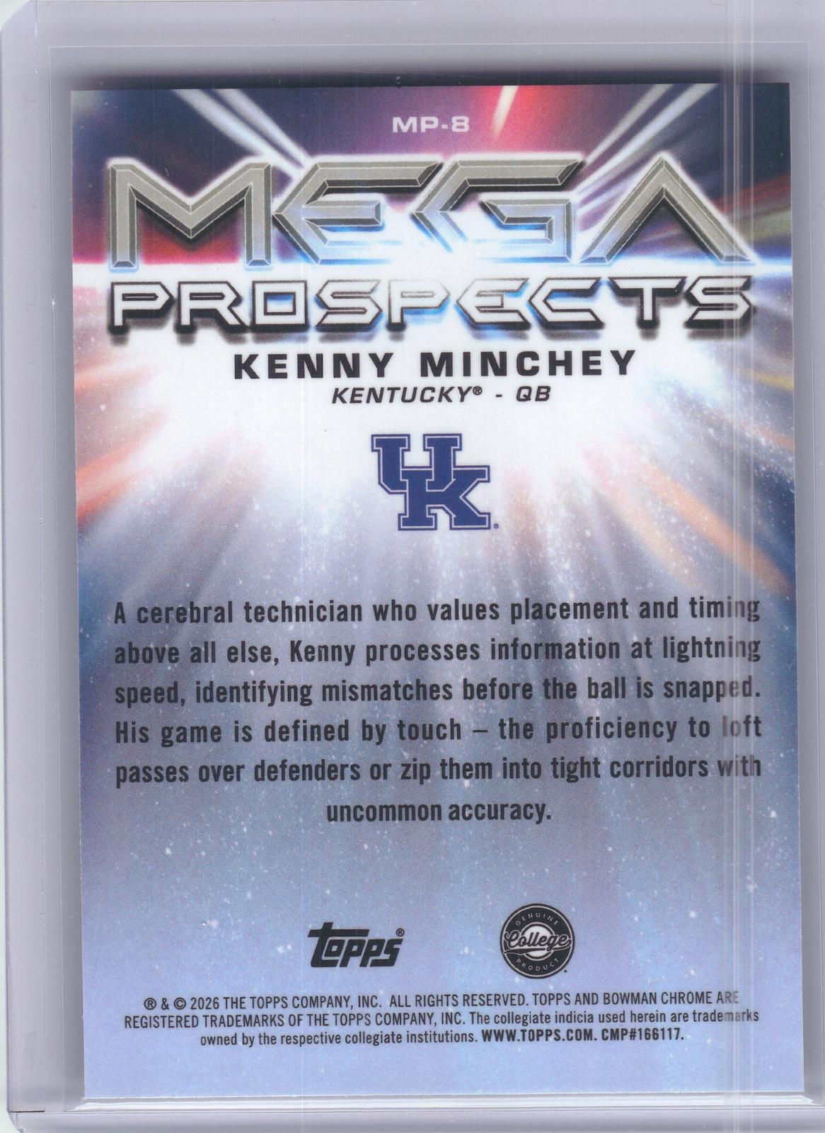 2026 Bowman #MP-8 Kenny Minchey Mega Prospects Kentucky Wildcats