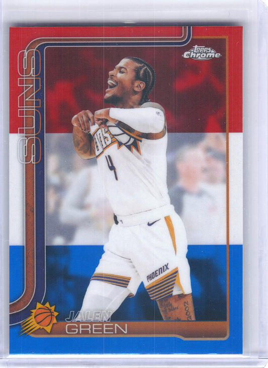 2025-26 Topps Chrome Update #79 Jalen Green Red White and Blue Refractor Phoenix Suns