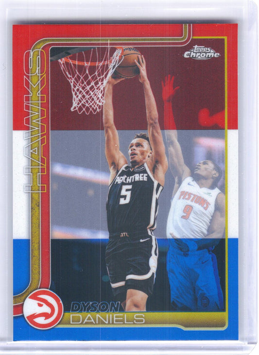 2025-26 Topps Chrome Update #59 Dyson Daniels Red White and Blue Refractor Atlanta Hawks