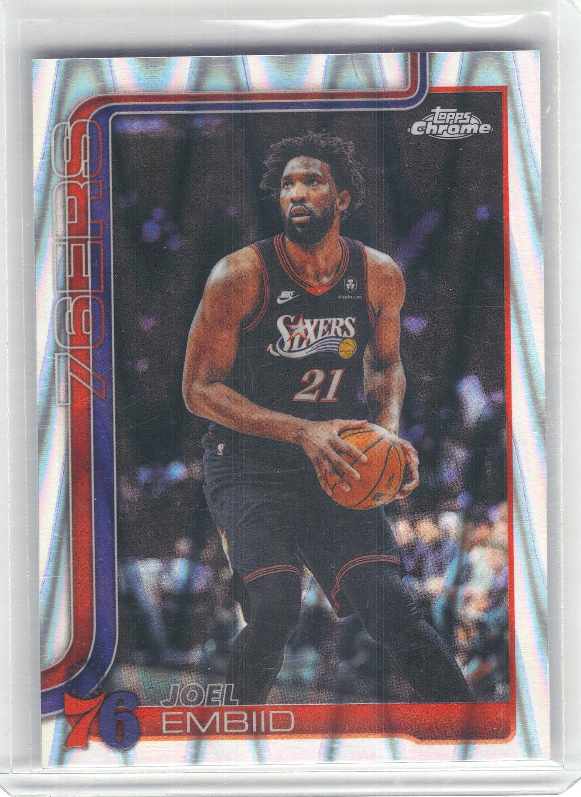 2025-26 Topps Chrome Update #42 Joel Embiid RayWave Refractor Philadelphia 76ers