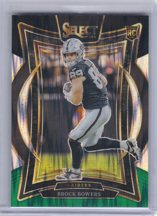 2024 Panini Select #31 Brock Bowers Black & Green Prizm Shock Las Vegas Raiders RC
