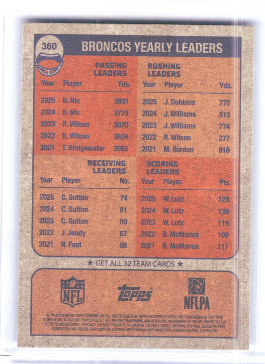 2026 Topps Heritage #360 Denver Broncos Denver Broncos