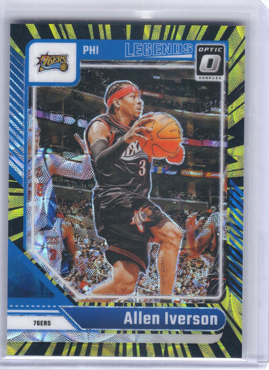 2024-25 Donruss Optic #237 Allen Iverson Electricity International #/75 Philadelphia 76ers SN, HOF