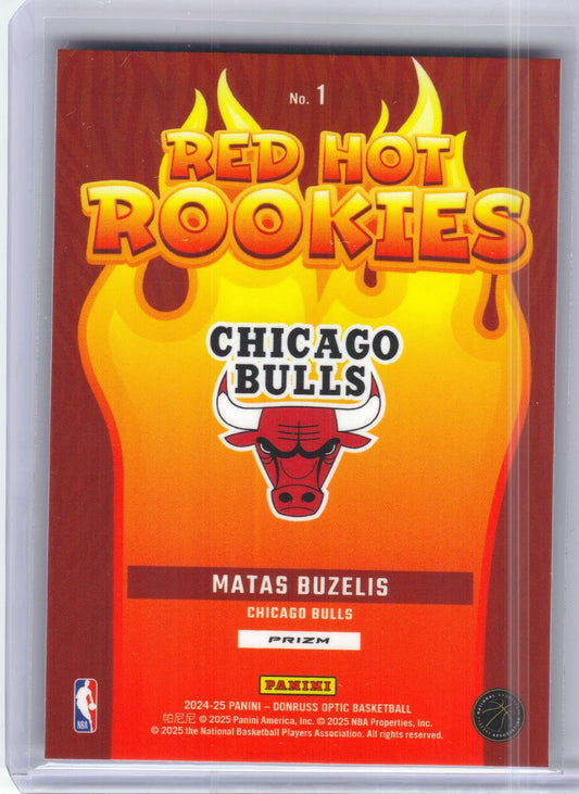 2024-25 Donruss Optic #1 Matas Buzelis Red Hot Rookies Red International Chicago Bulls