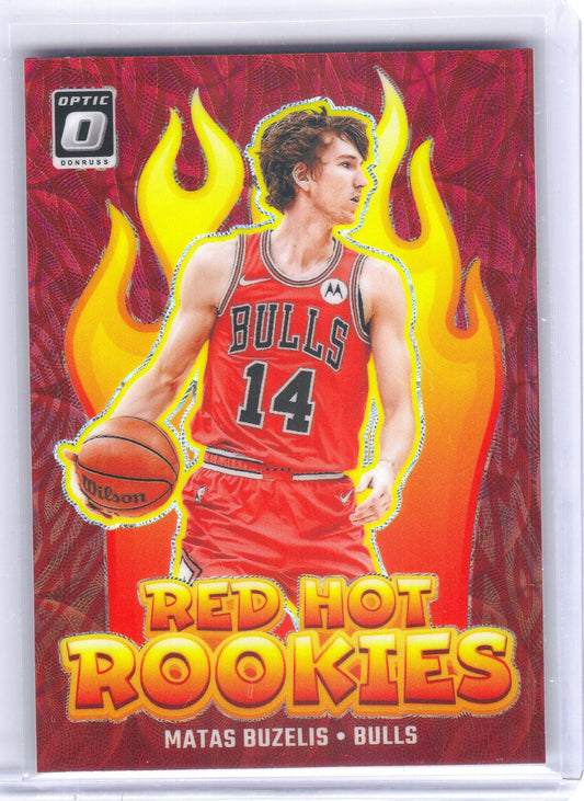 2024-25 Donruss Optic #1 Matas Buzelis Red Hot Rookies Red International Chicago Bulls