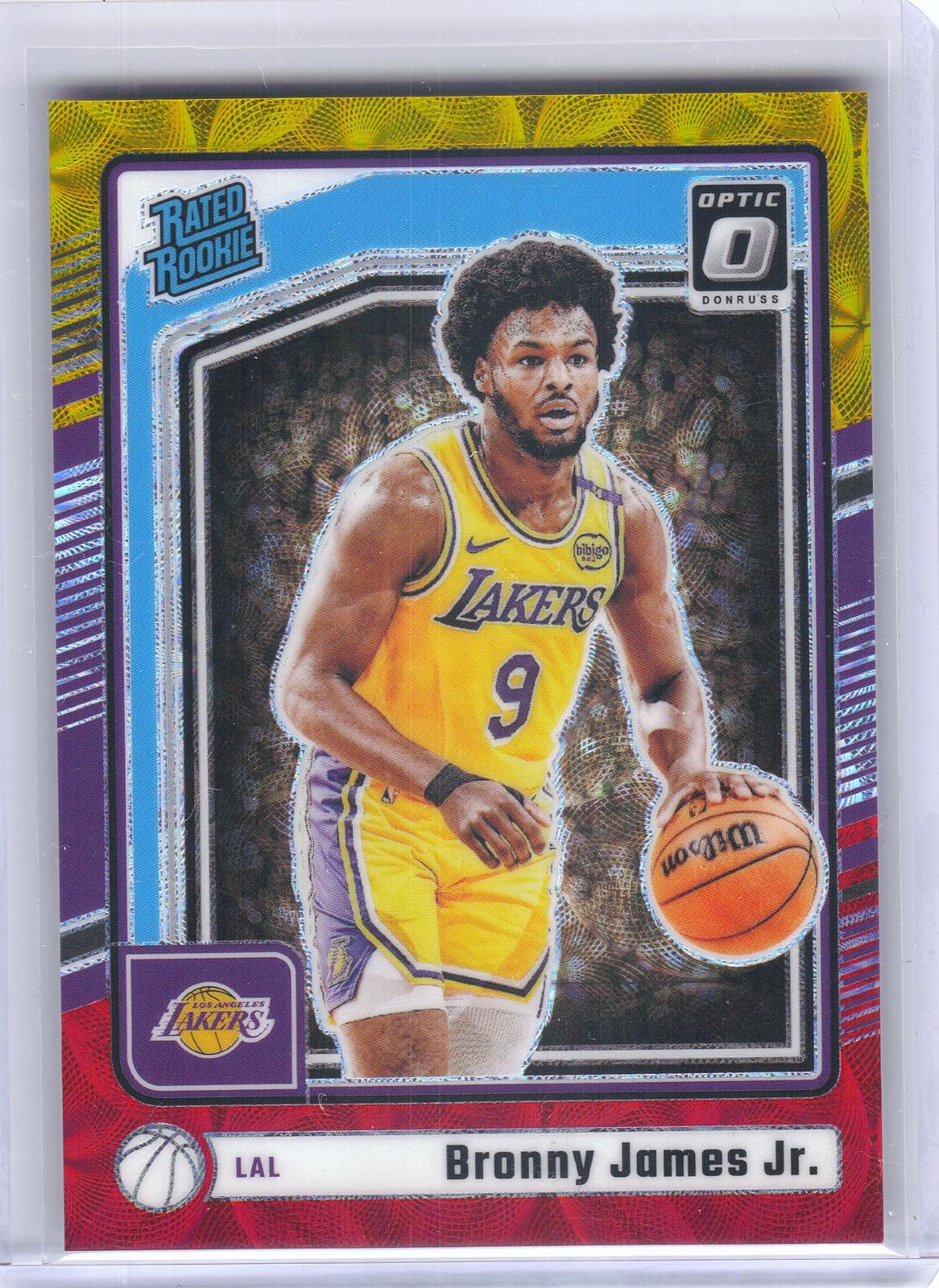 2024-25 Donruss Optic #282 Bronny James Jr. Red and Gold International #/99 Los Angeles Lakers SN, RC