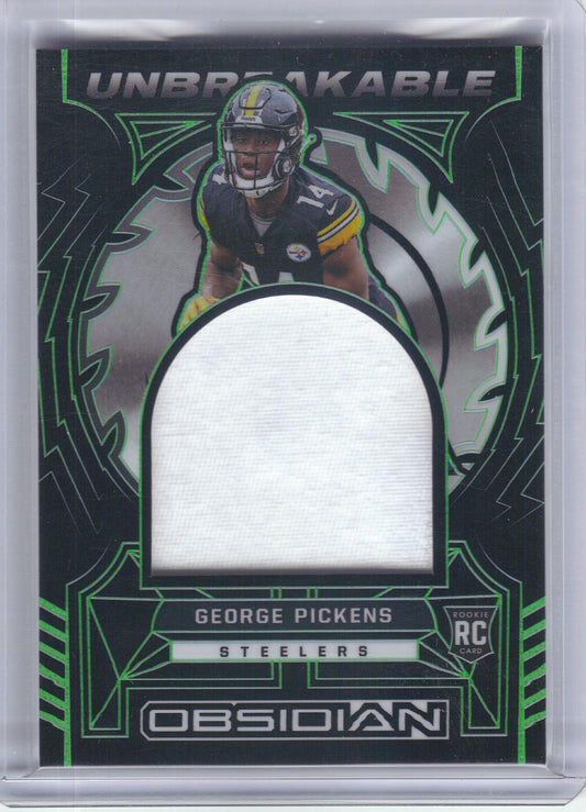 2022 Panini Obsidian #UN-GPI George Pickens Unbreakable Material Electric Etch Green #/50 Pittsburgh Steelers SN, MEM