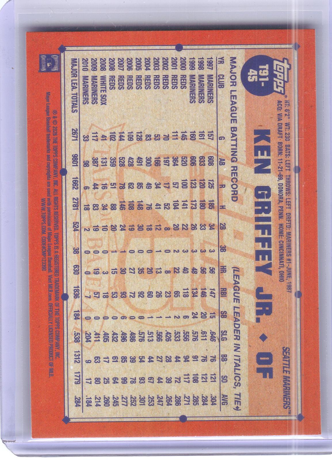 2026 Topps #T91-45 Ken Griffey Jr. 1991 Topps Baseball 35th Anniversary Koi Fish (Series One) Seattle Mariners HOF