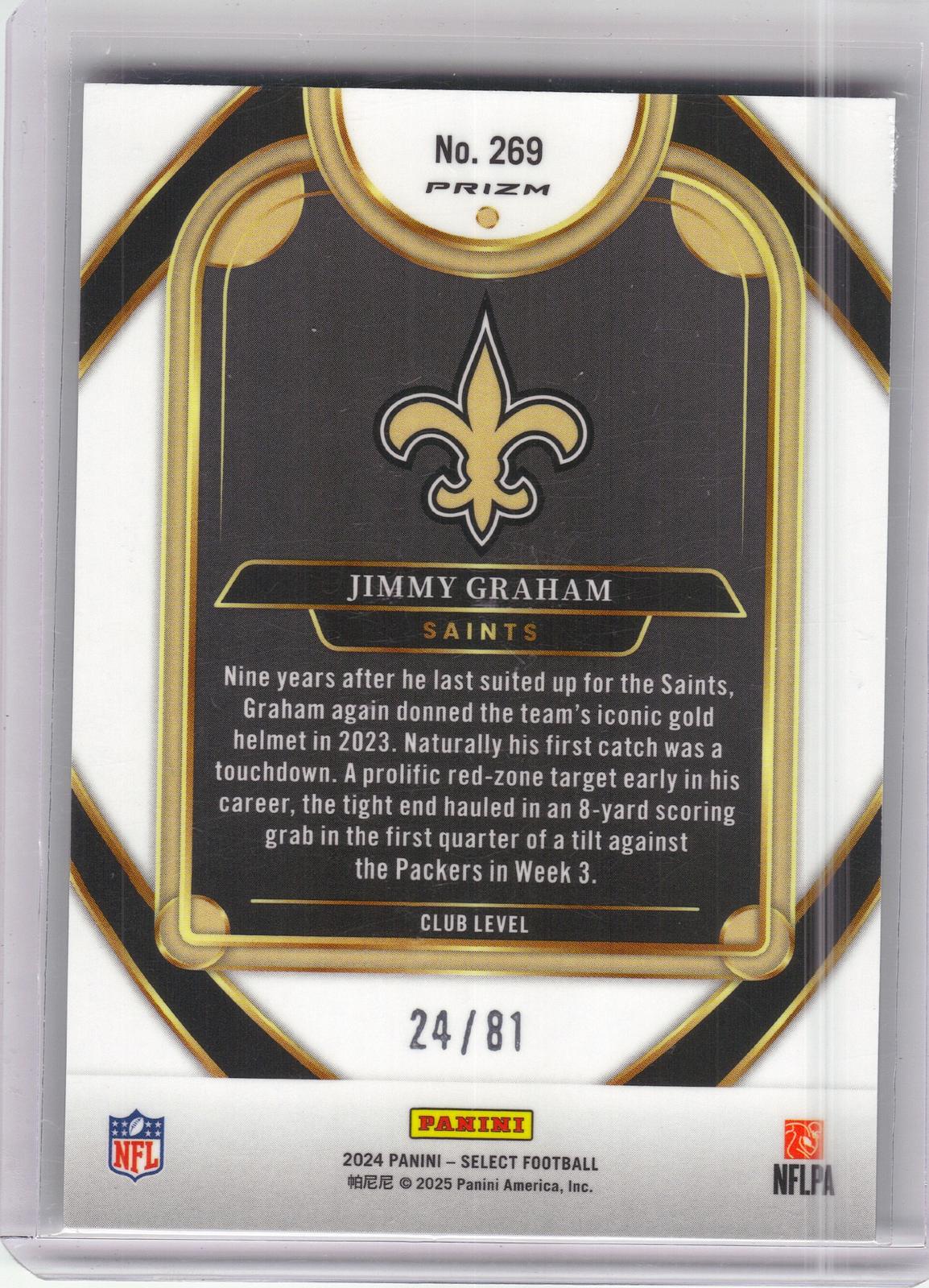 2024 Panini Select #269 Jimmy Graham Dragon Scale Prizm #/81 New Orleans Saints SN