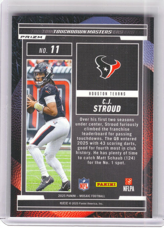 2025 Panini Mosaic #11 C.J. Stroud Touchdown Masters Mosaic Orange Fluorescent Houston Texans