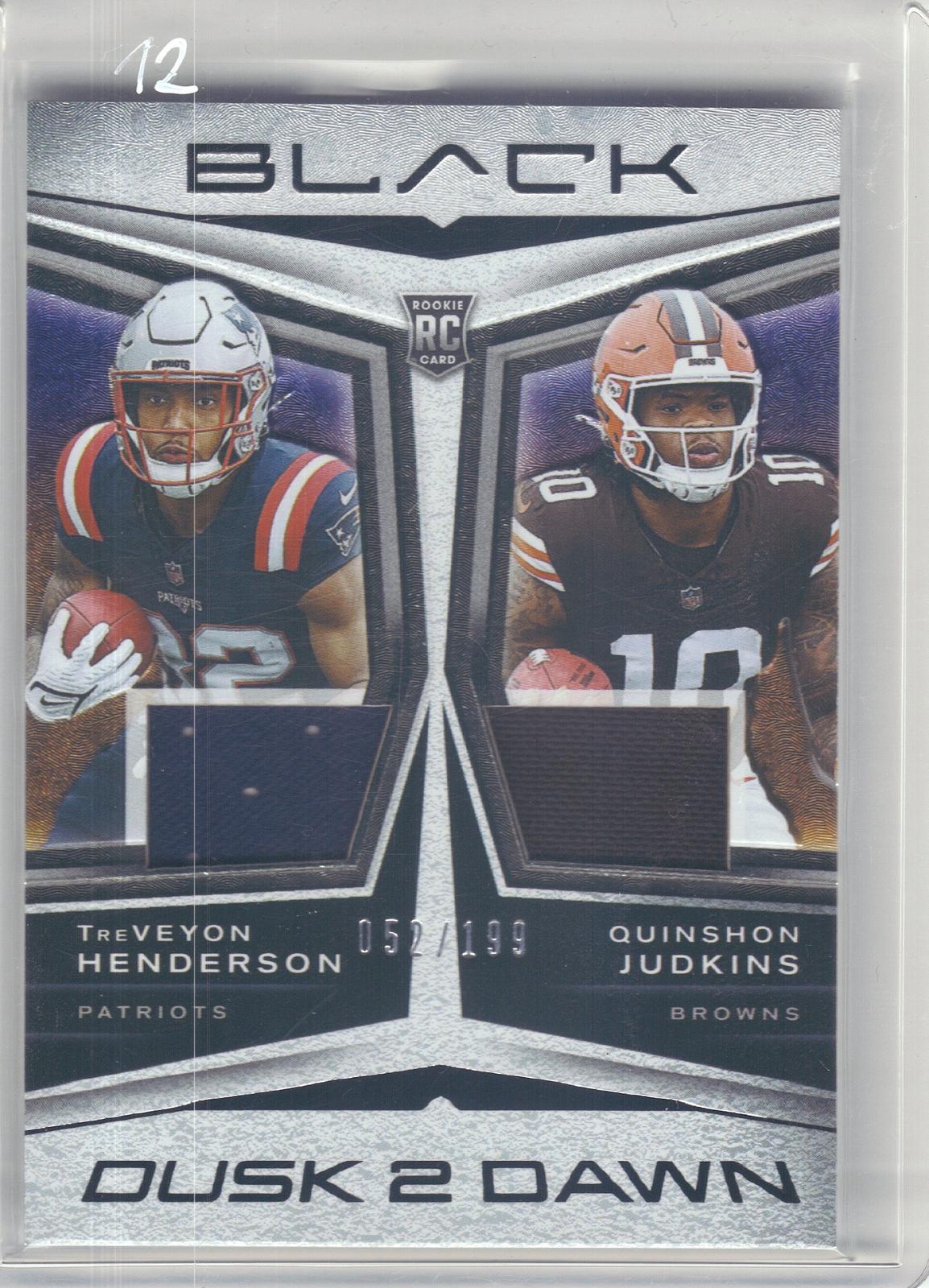 2025 Panini Black #D2D-THQJ Quinshon Judkins/TreVeyon Henderson Dusk 2 Dawn #/199 SN, MEM