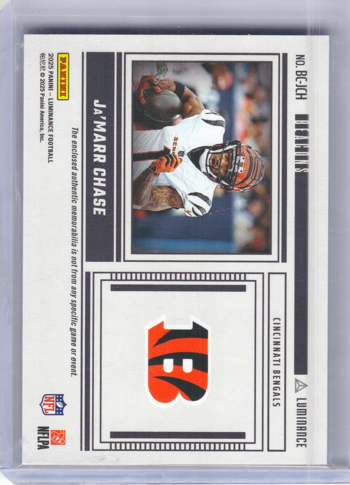 2025 Panini Luminance #BC-JCH Ja’Marr Chase Beacons Cincinnati Bengals MEM