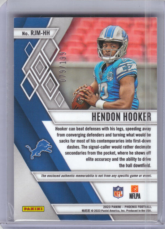 2023 Panini Phoenix #RJM-HH Hendon Hooker Rookie Jumbo Memorabilia #/199 Detroit Lions SN, MEM