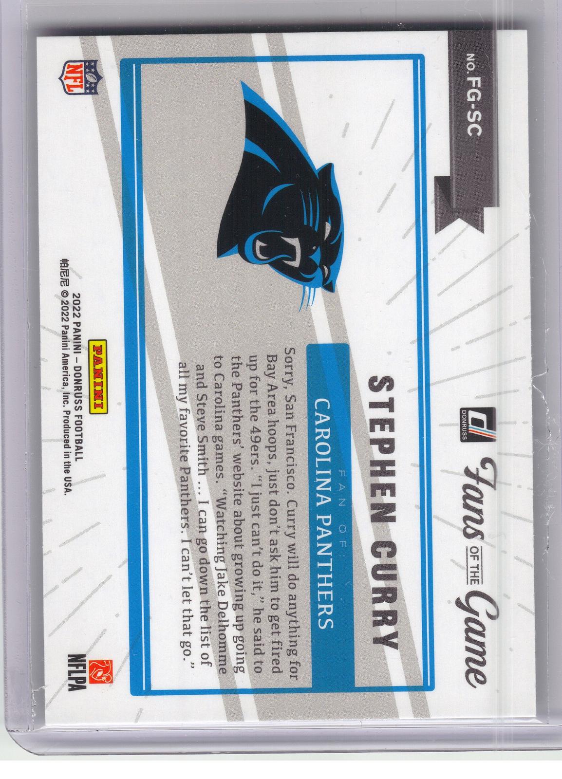 2022 Donruss #FG-SC Stephen Curry Fans of the Game Carolina Panthers