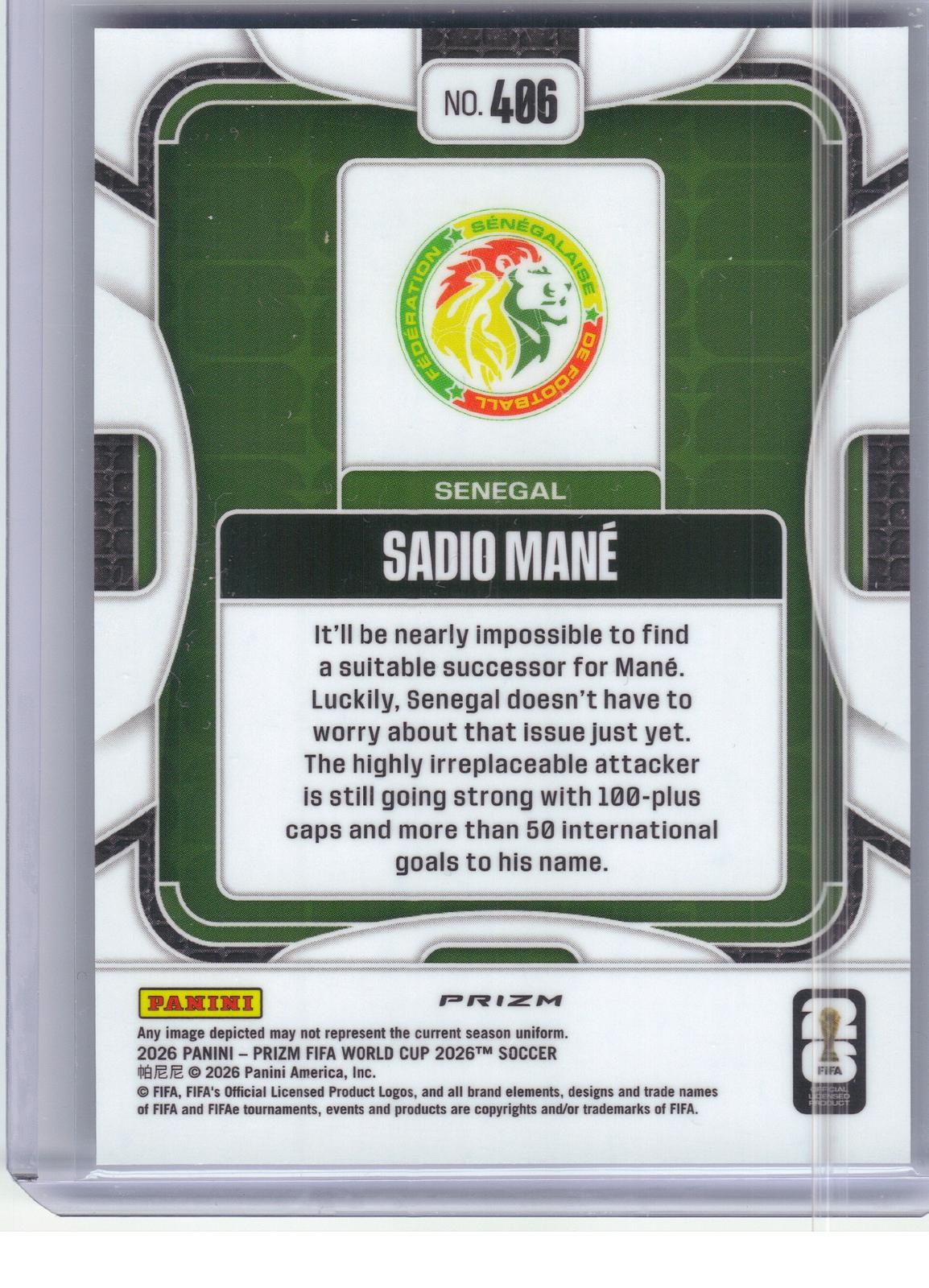 2026 Panini Prizm FIFA World Cup #406 Sadio Mane Disco Prizm Senegal