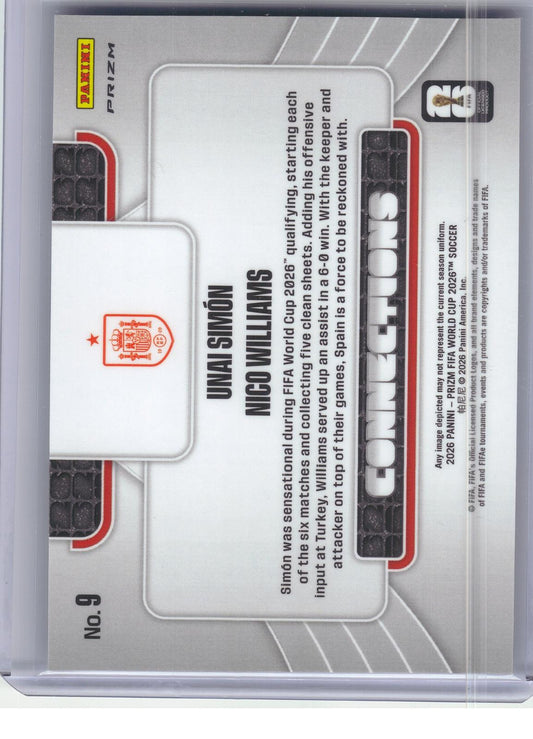 2026 Panini Prizm FIFA World Cup #9 Nico Williams / Unai Simon Connections Wave Prizm Spain