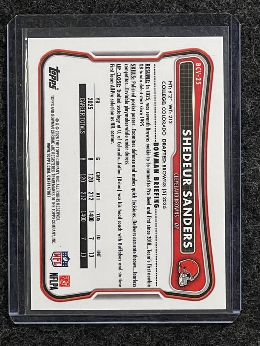 2026 Bowman #BCV-25 Shedeur Sanders Chrome Mojo Refractor
