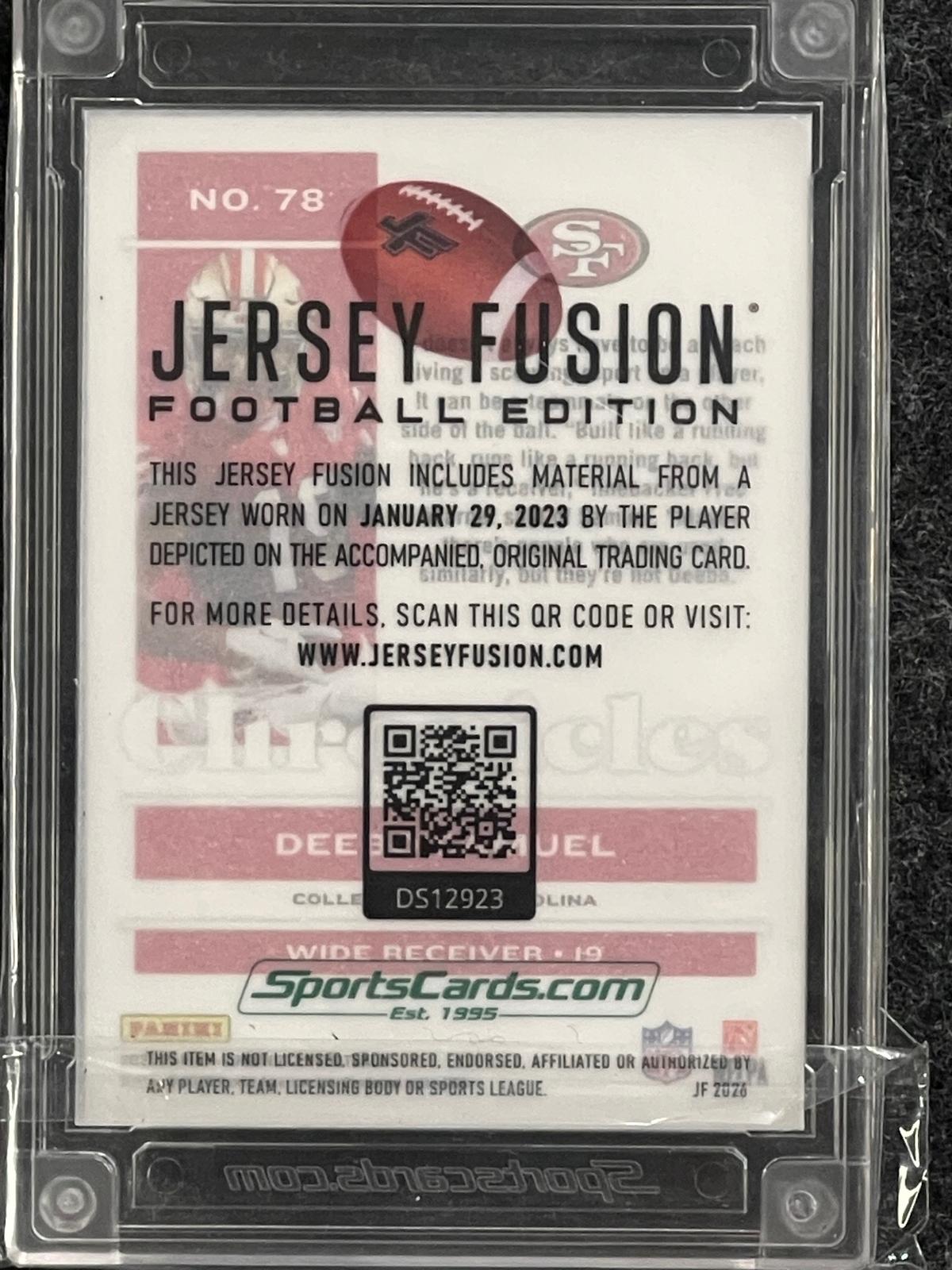 2021 Panini Chronicles #78 Deebo Samuel Jersey Fusion Player Worn