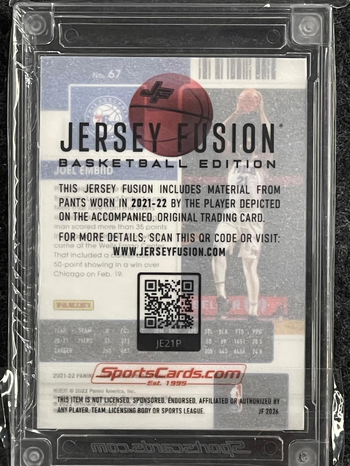 2021-22 Panini Contenders #67 Joel Embiid Jersey Fusion Player Worn