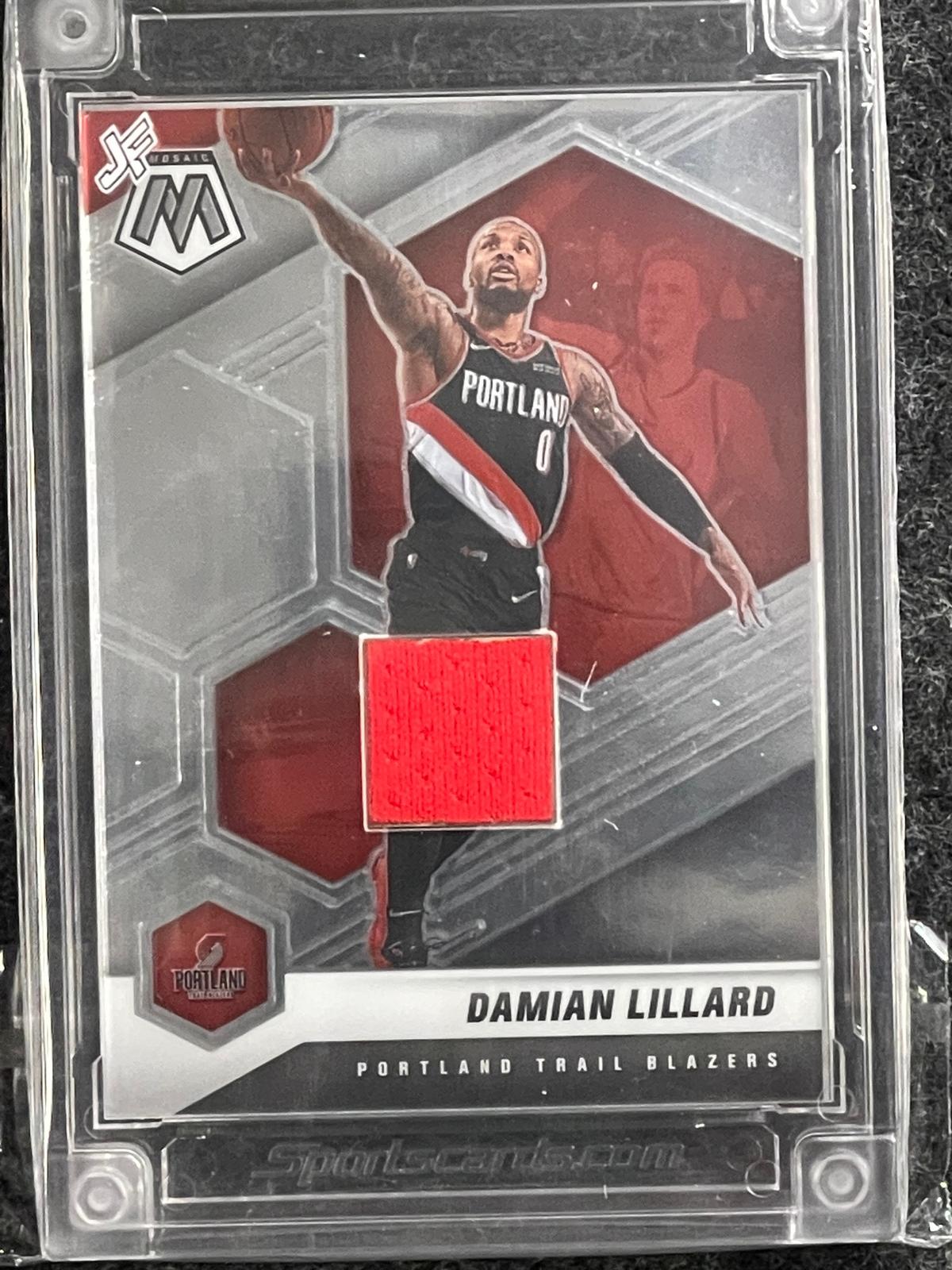 2020-21 Panini Mosaic #93 Damian Lillard Jersey Fusion Player Worn
