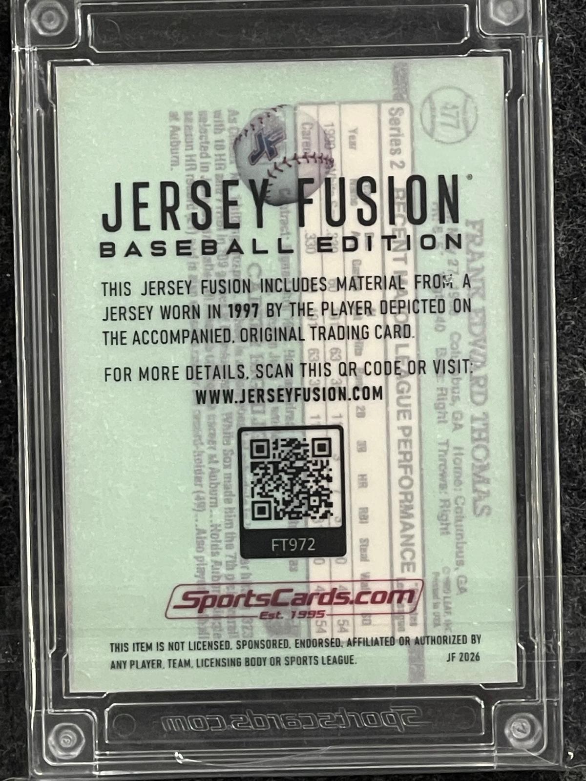 1991 Donruss #477b Frank Thomas Jersey Fusion Player Worn