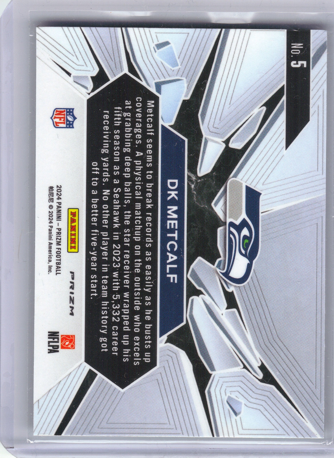 DK Metcalf Seattle Seahawks 2024 Panini Prizm - Prizm Break Green Ice Prizm #5 (Back)