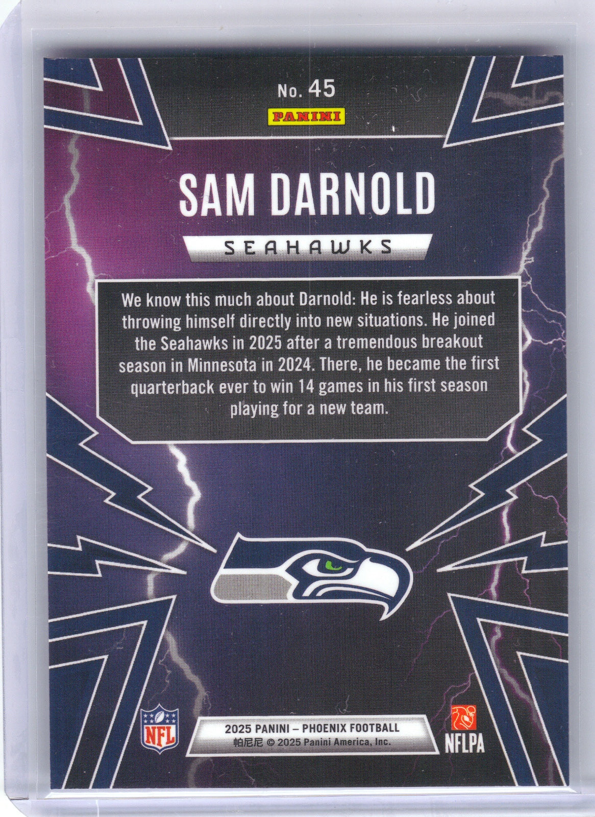 Sam Darnold Seattle Seahawks 2025 Panini Phoenix - Thunderbirds #45 (Back)