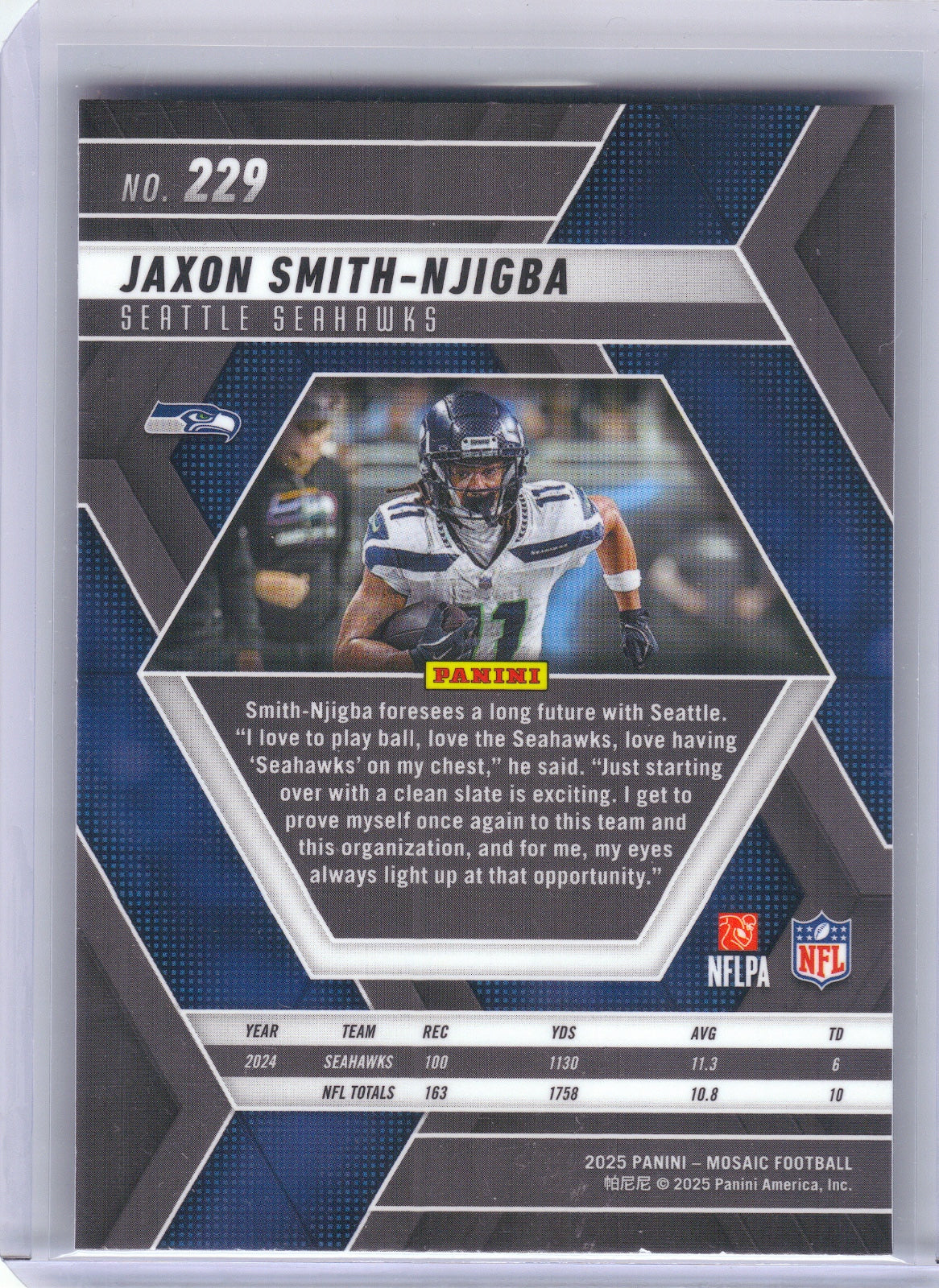 Jaxon Smith-Njigba Seattle Seahawks 2025 Panini Mosaic #229 (Back)