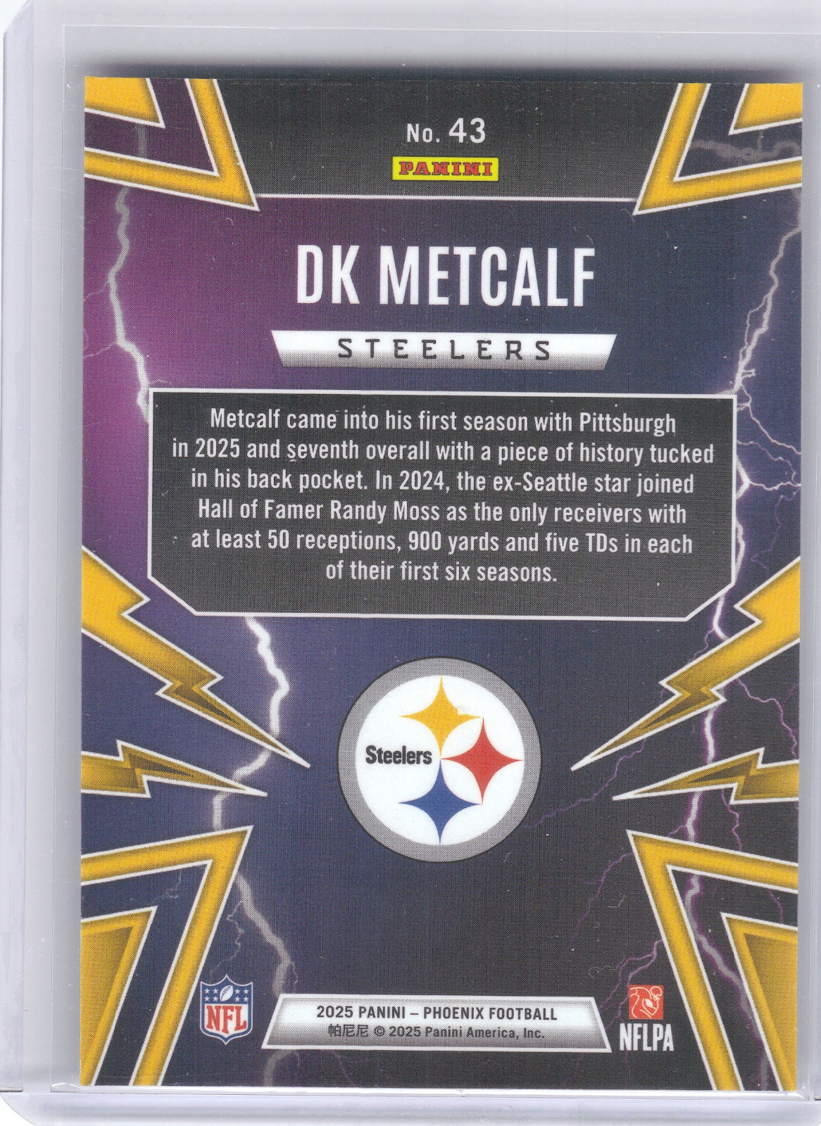 DK Metcalf Pittsburgh Steelers 2025 Panini Phoenix - Thunderbirds #43 (Back)